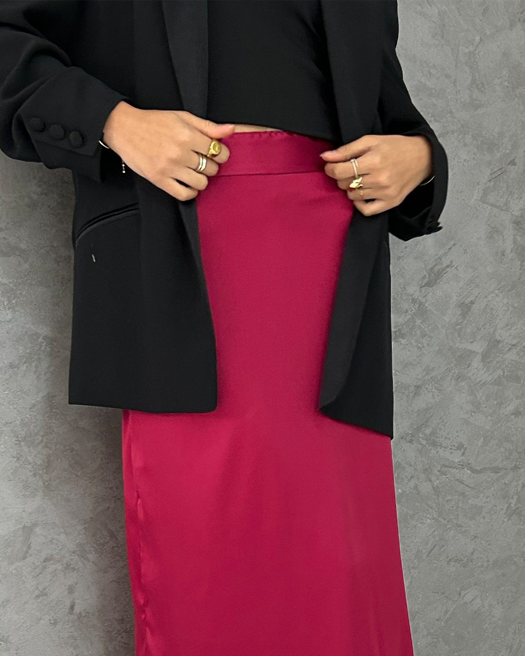 Burgundy Silk Skirt