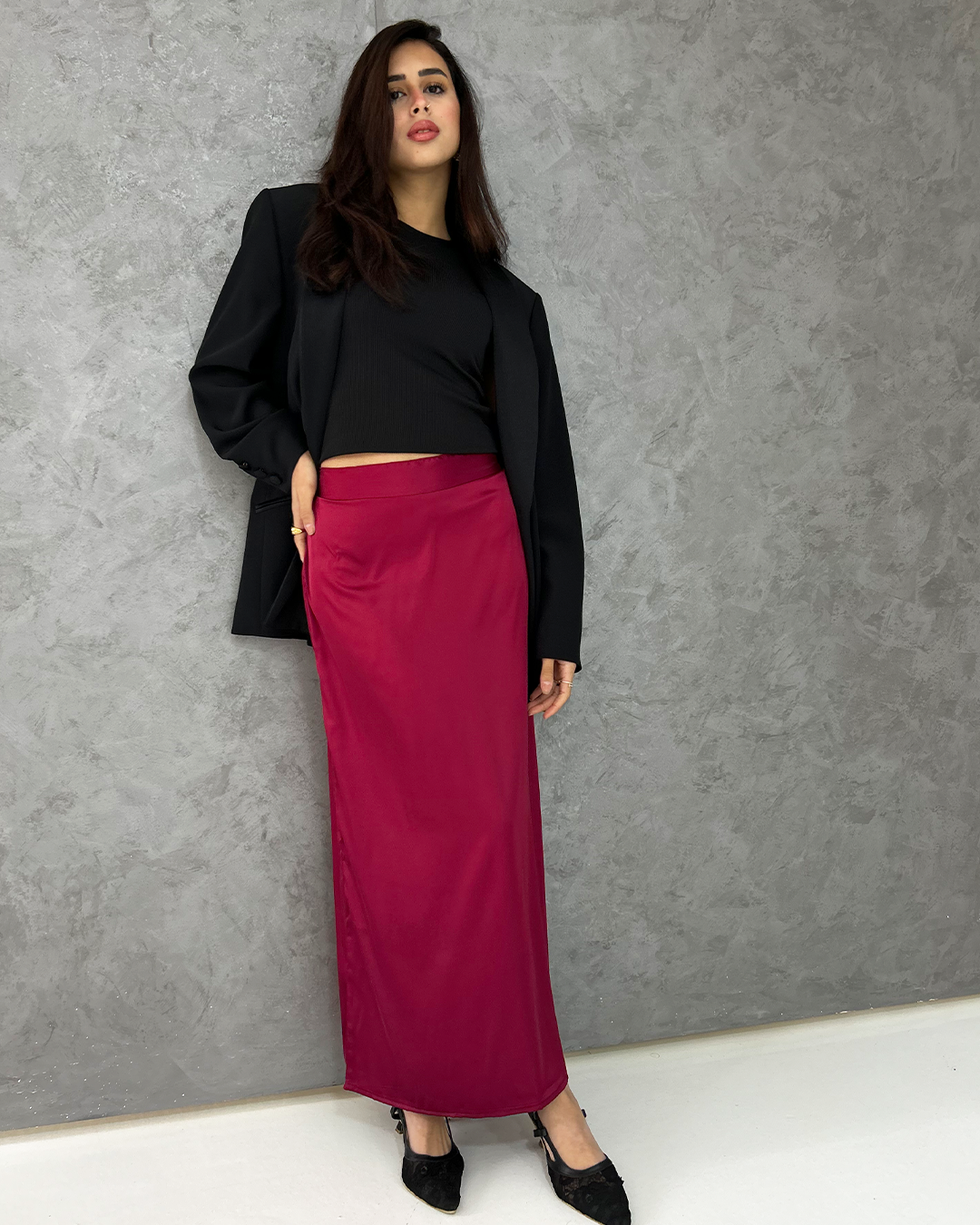 Burgundy Silk Skirt