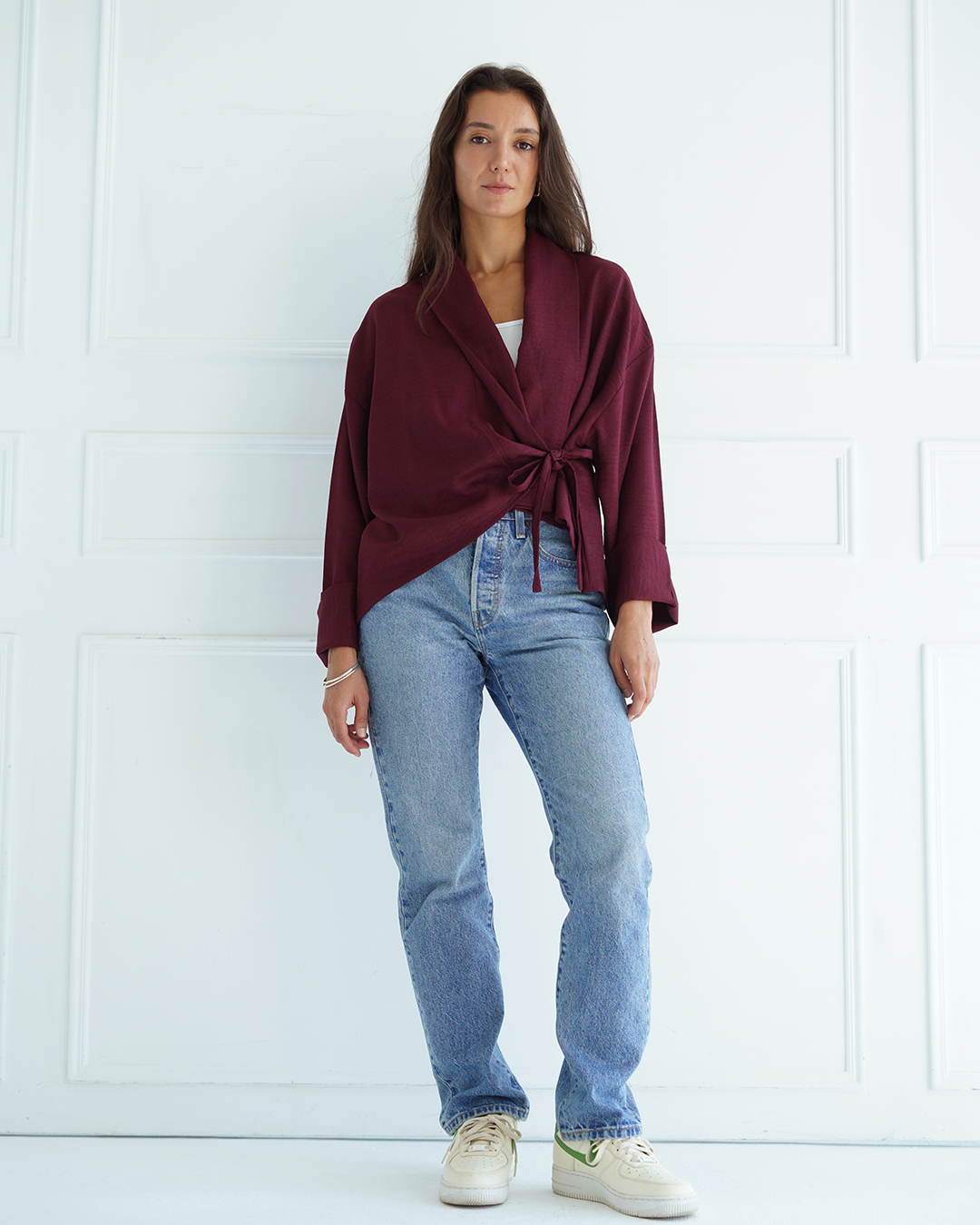Burgundy Wrap Cardigan Top