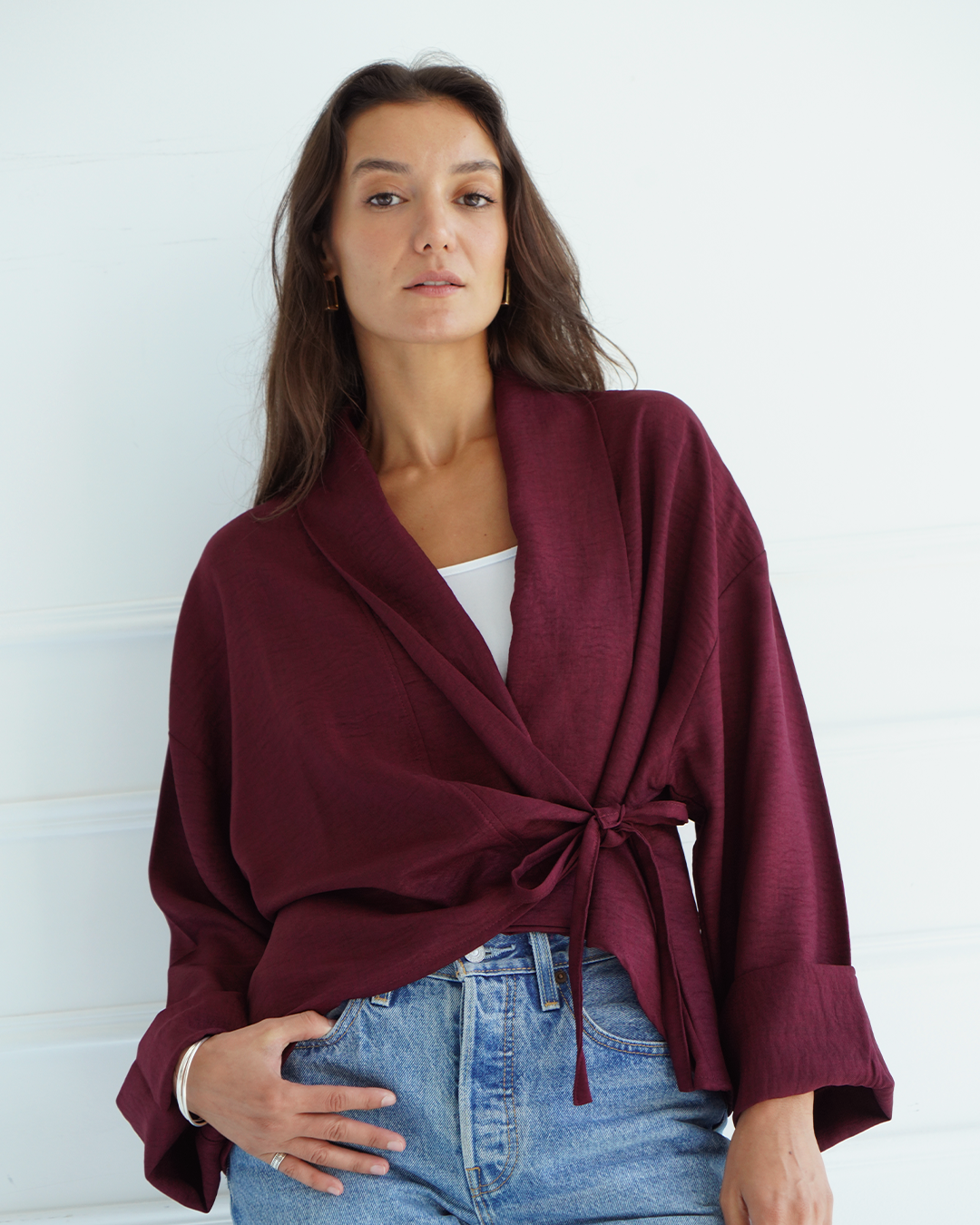 Burgundy Wrap Cardigan Top