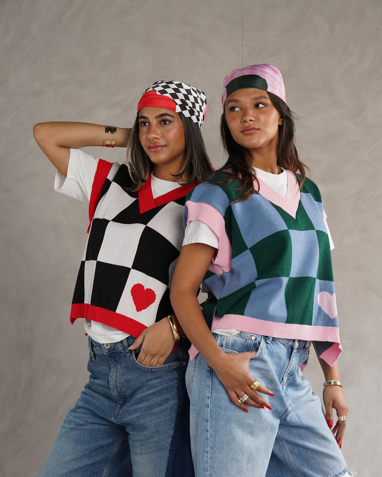 Black Checkers Knit Vest
