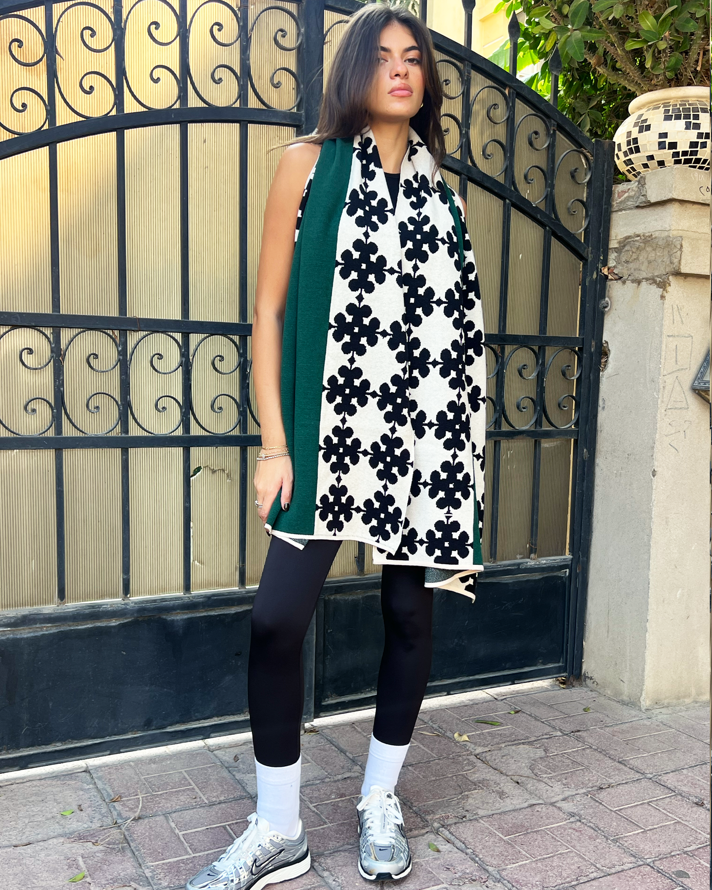 Green Clubs Knit Scarf