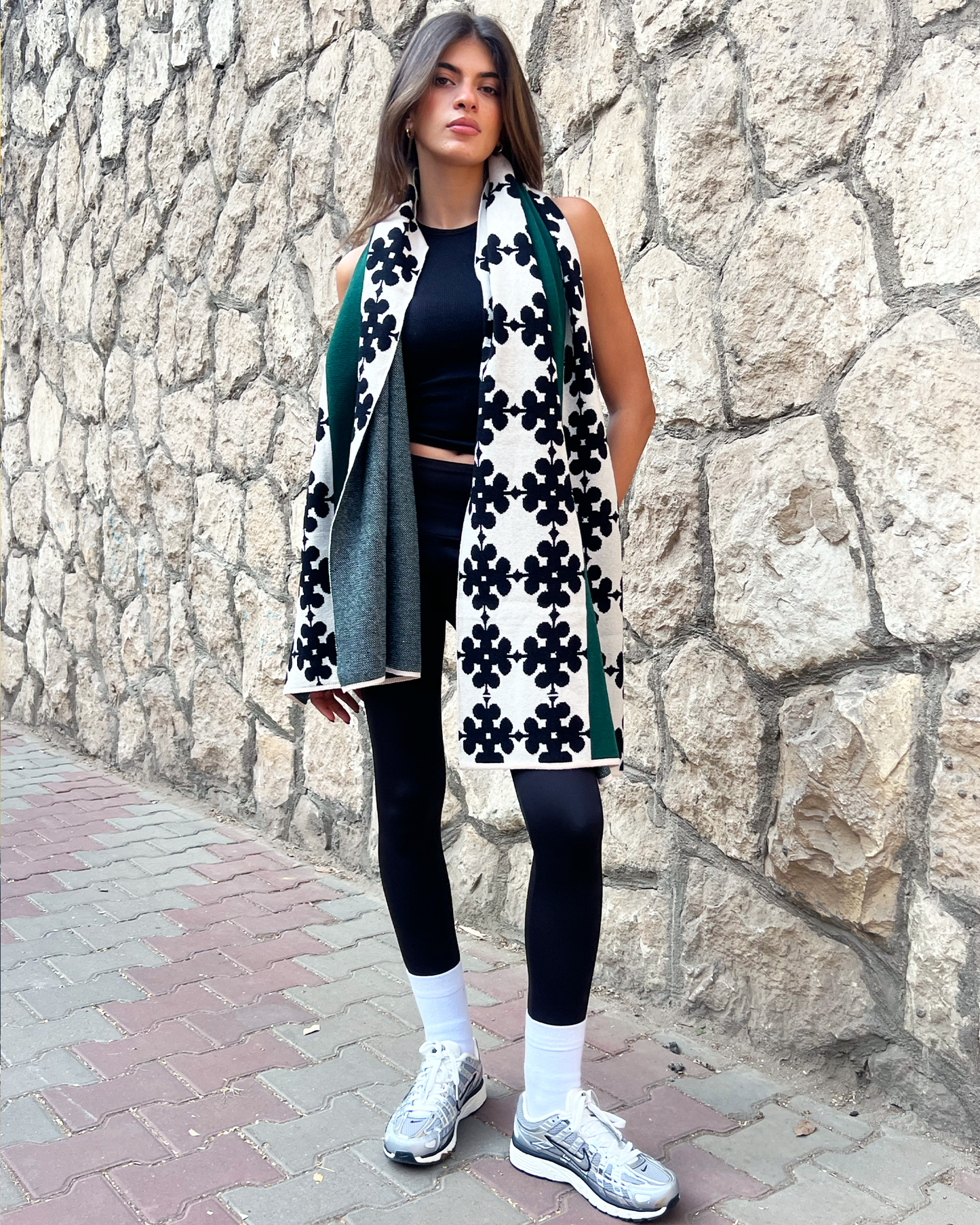 Green Clubs Knit Scarf