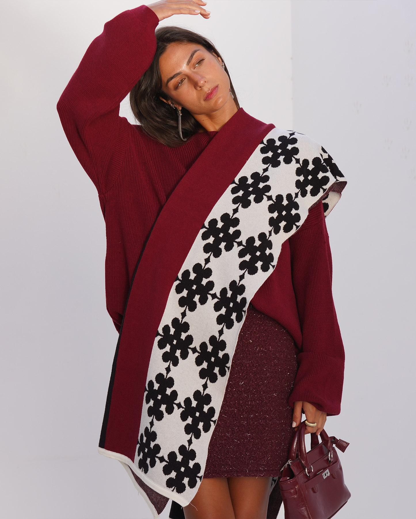 Red Clubs Knit Scarf