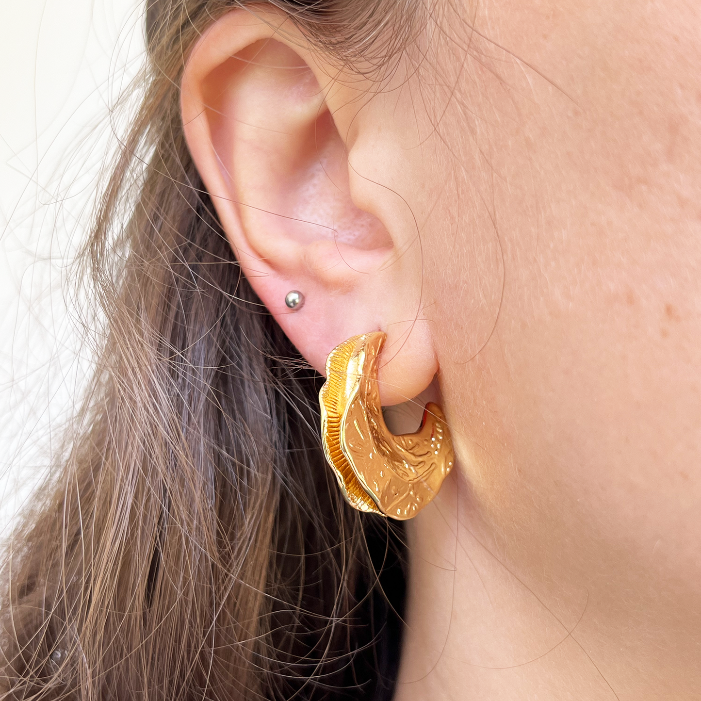 Coral Hoop Statement Earrings