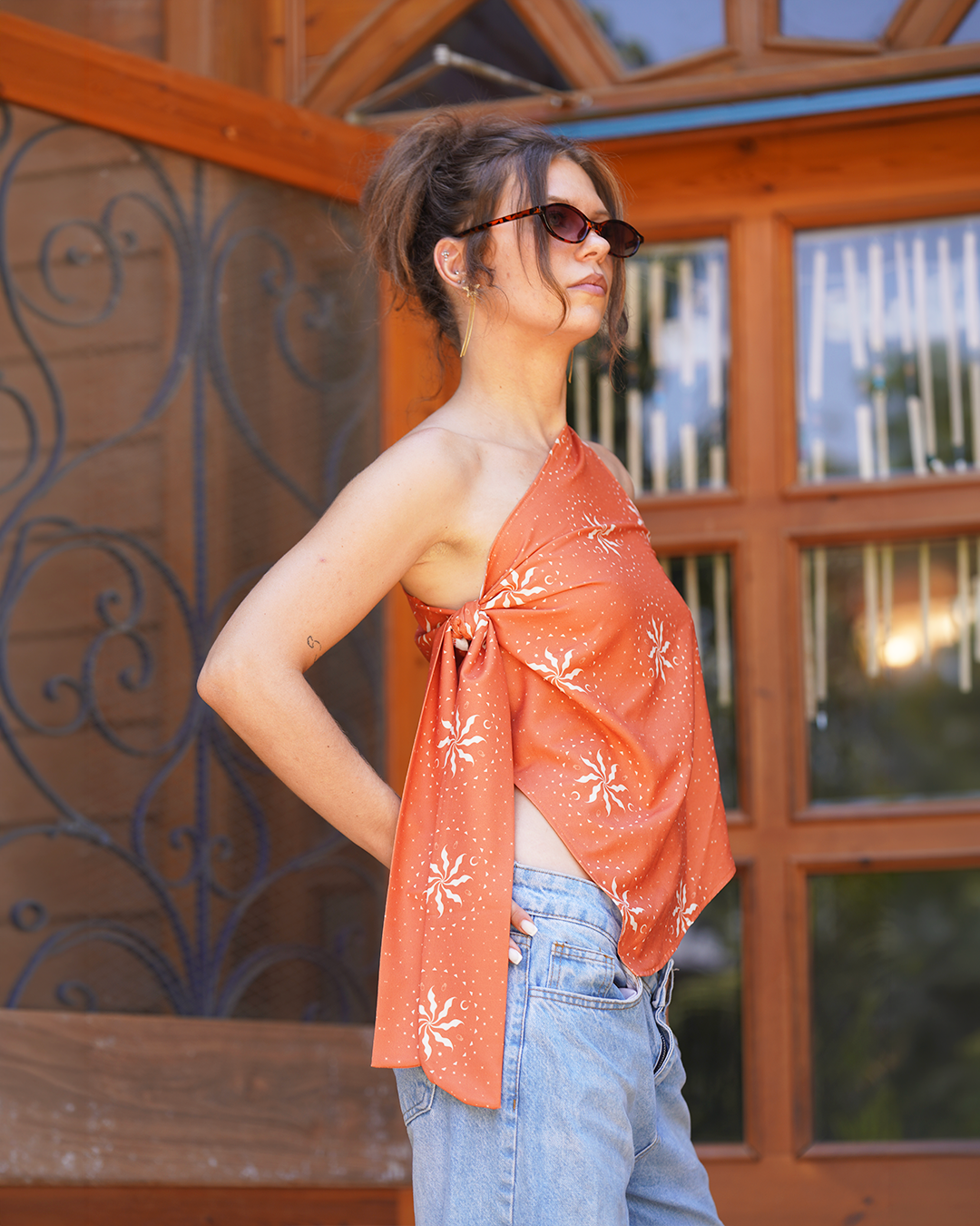 Desert Asymmetric One-Shoulder top