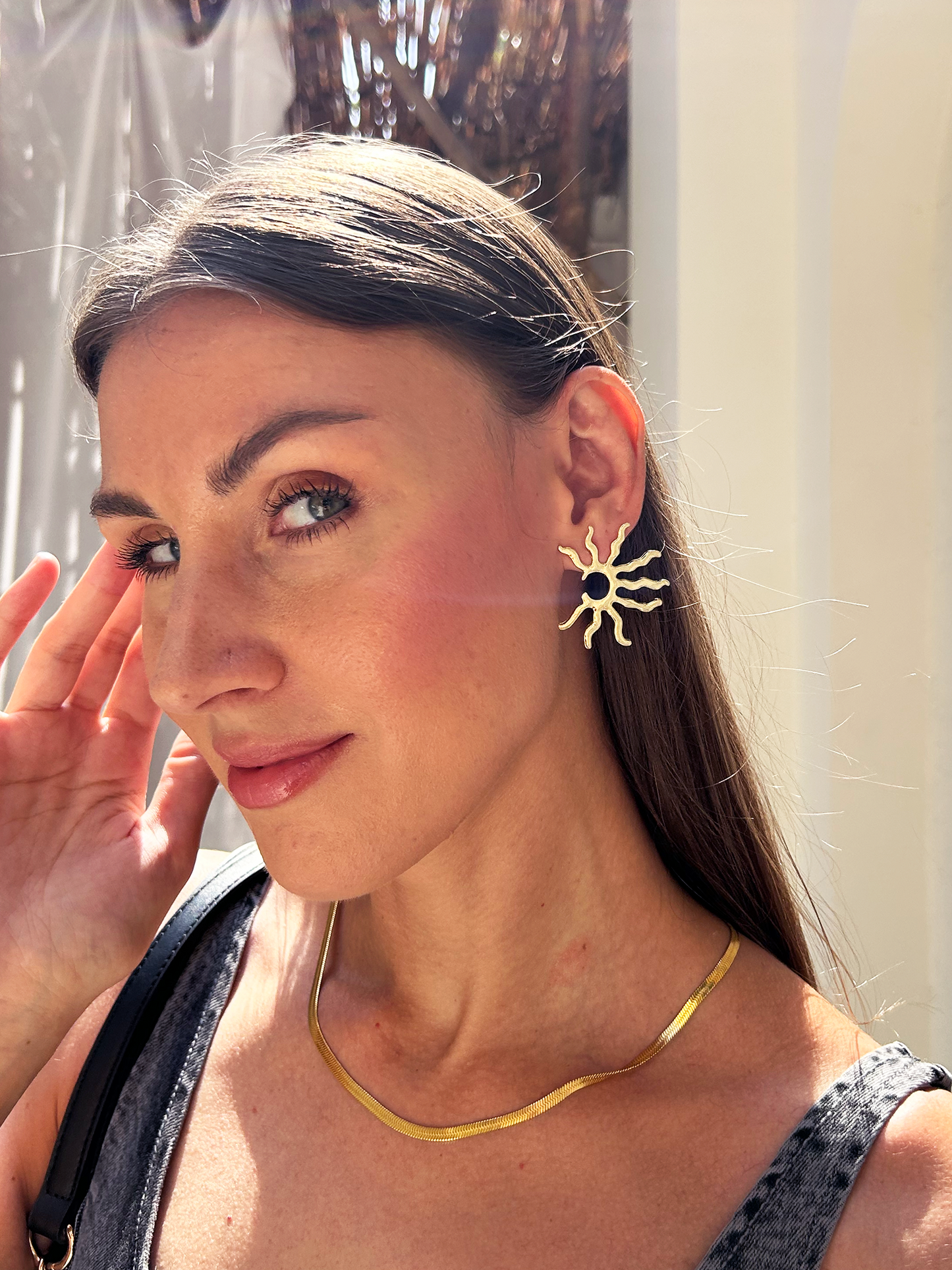 Gold Shams Statement Earrings