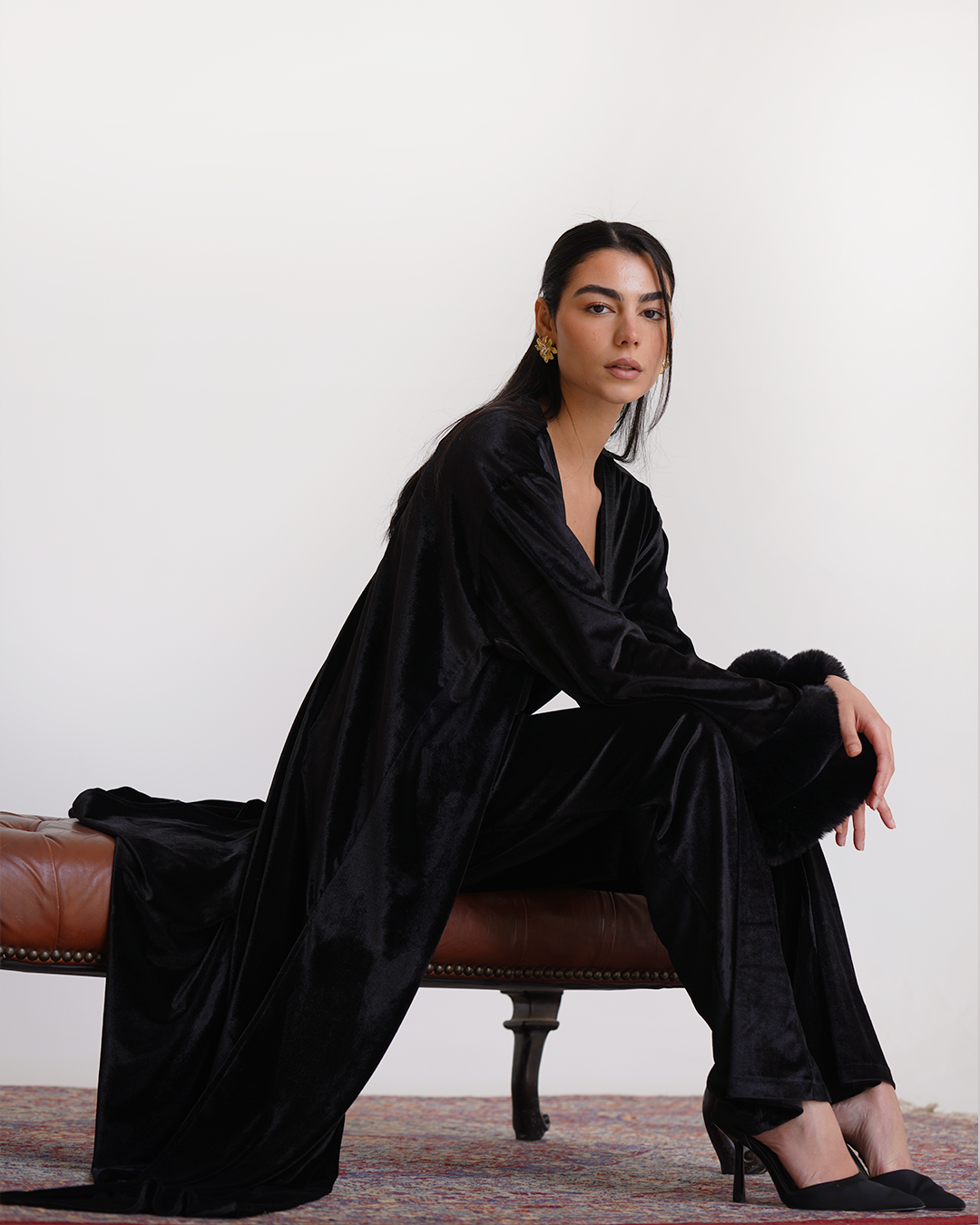 Black Fur Velvet Cardigan