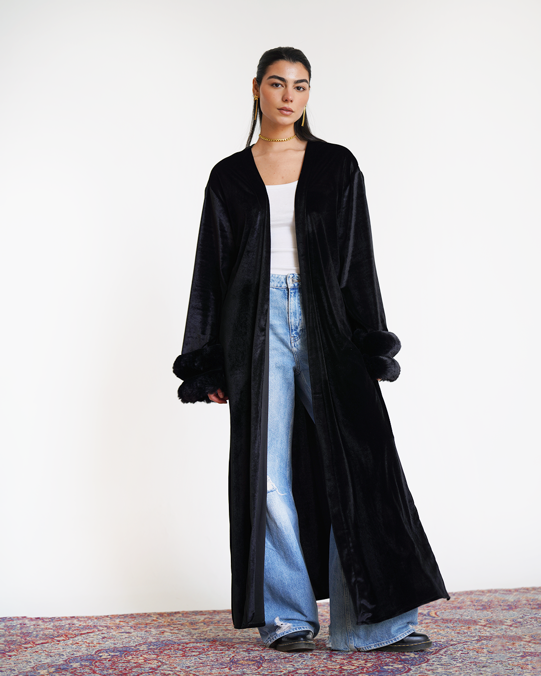 Black Fur Velvet Cardigan