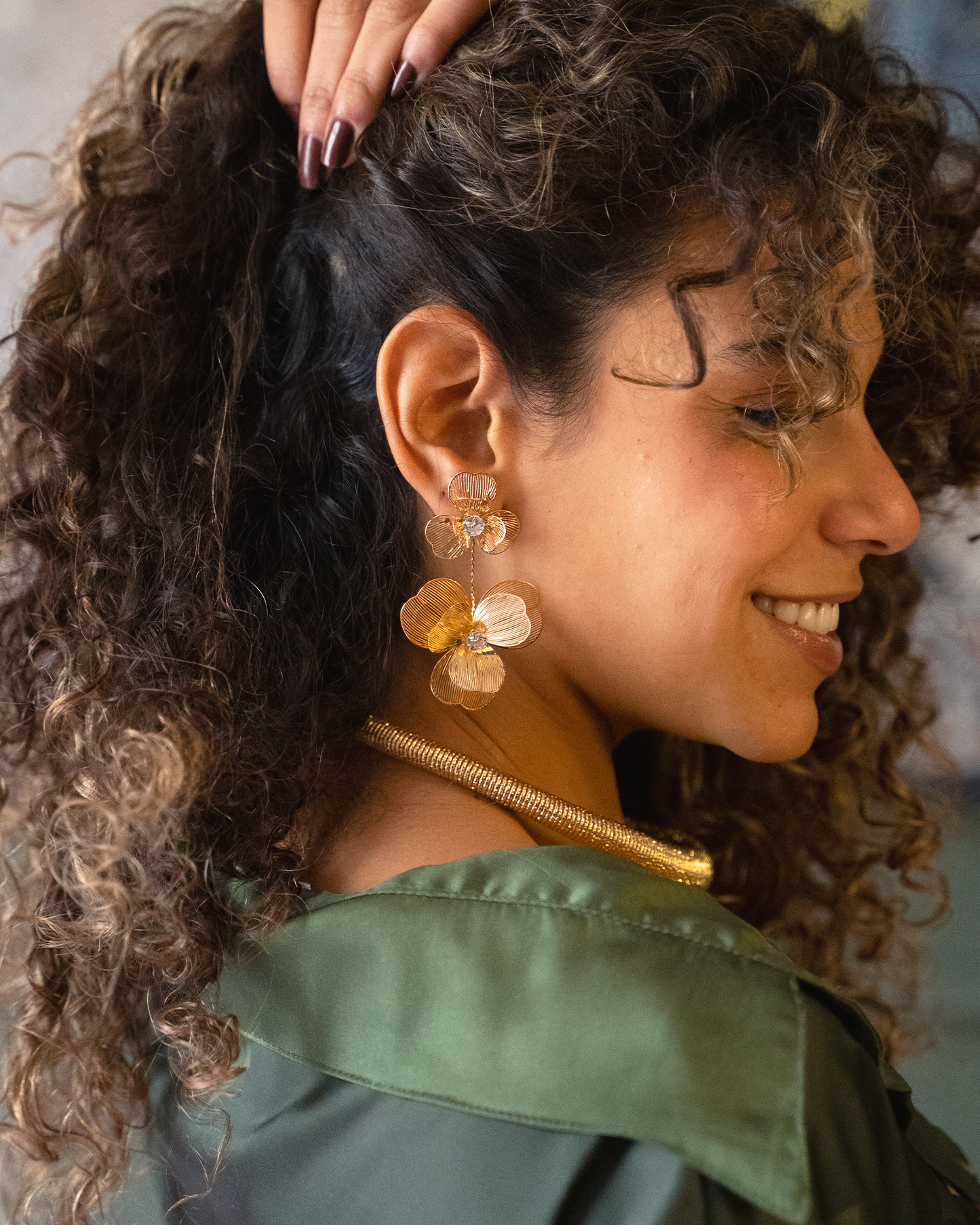 Gold Flower Earrings