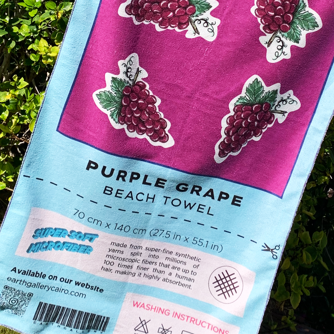 Purple Grape Label Beach Towel