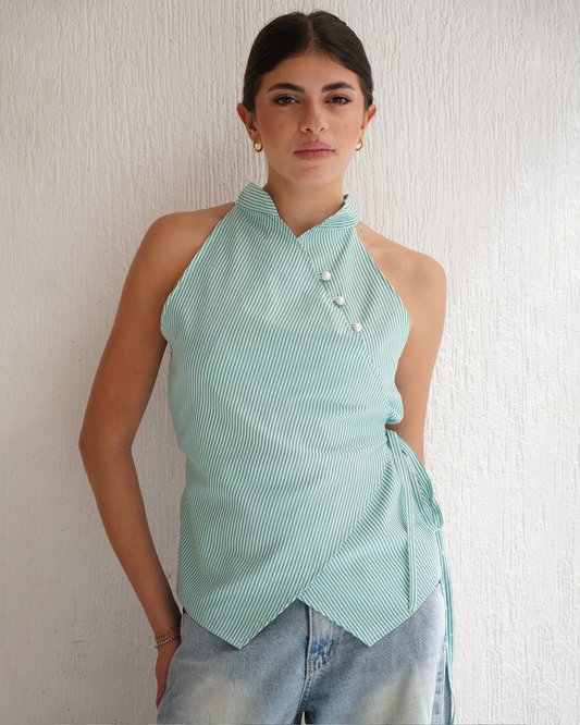 Green Qipao Top