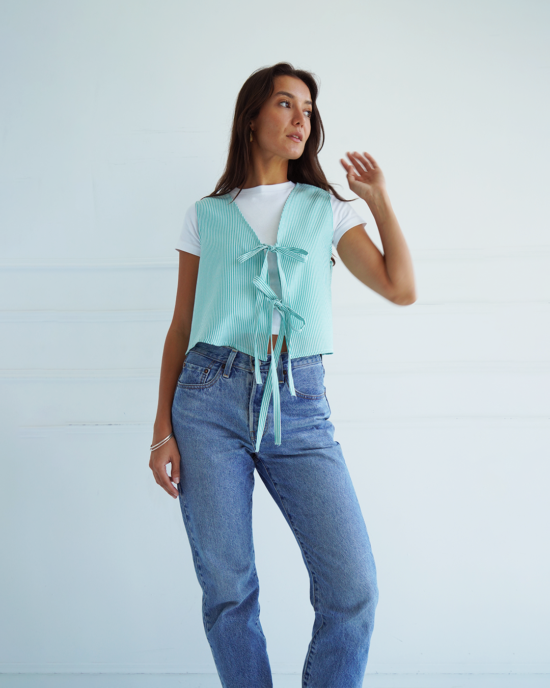 Green Striped Tie Vest