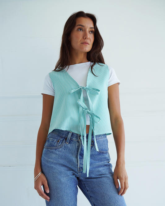 Green Striped Tie Vest