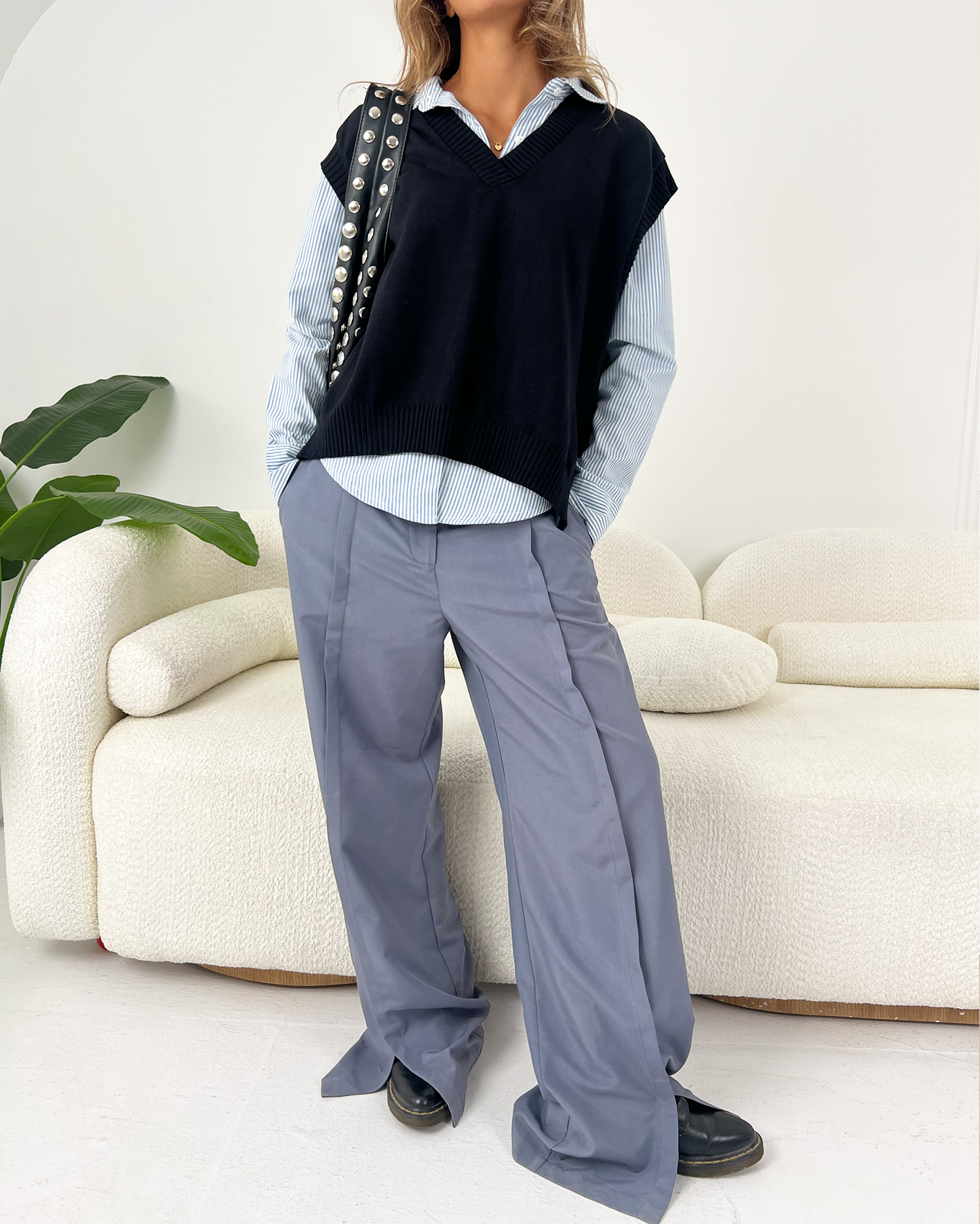 Grey Boyfriend Suit Pants