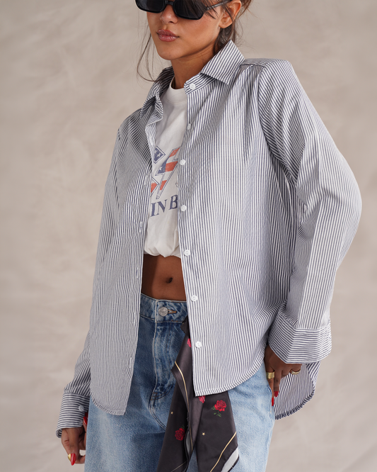 Grey Pinstriped Shirt