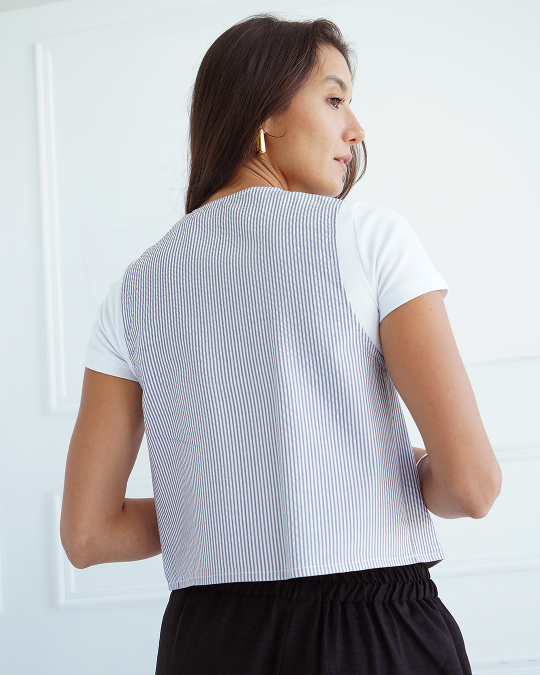 Grey Striped Tie Vest