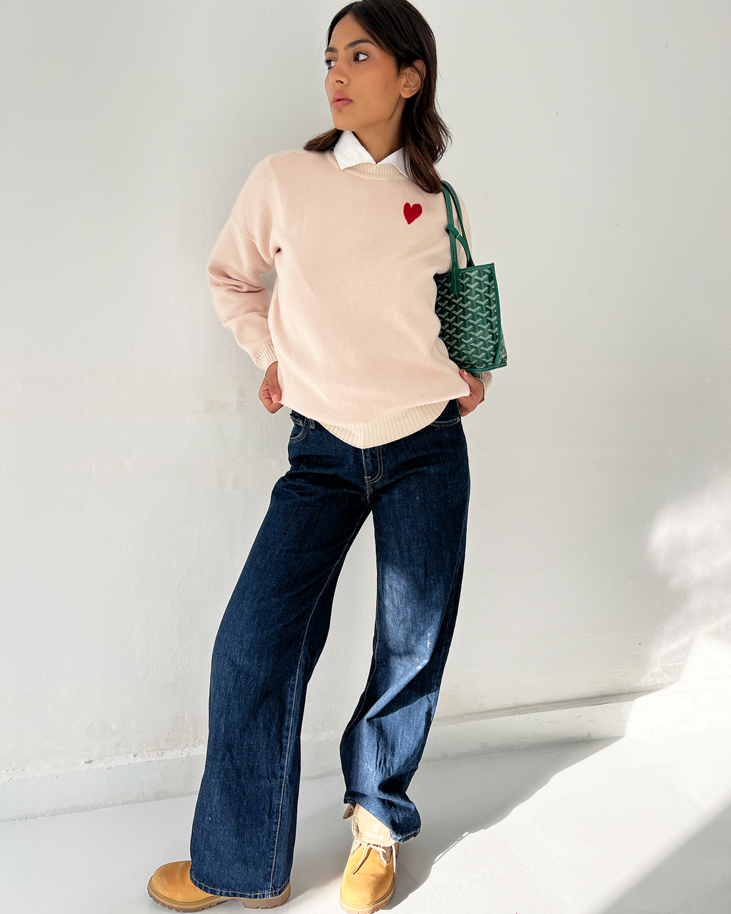 Beige Heart Sweater