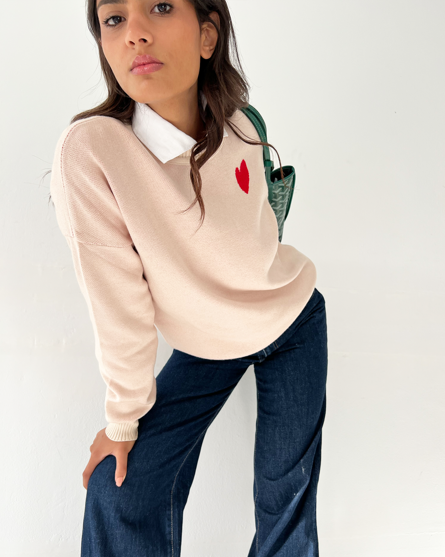 Beige Heart Sweater