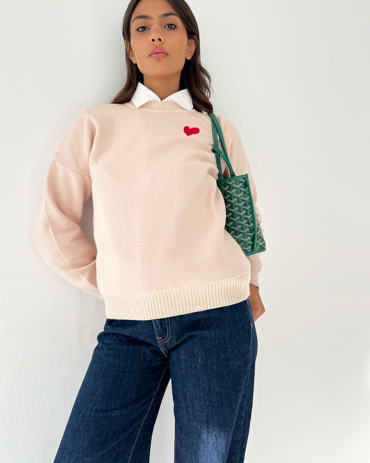 Beige Heart Sweater