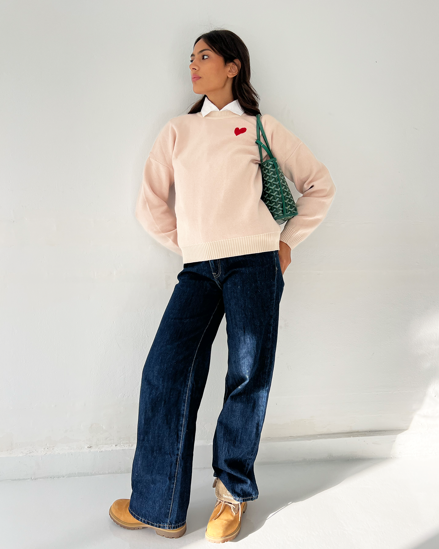 Beige Heart Sweater