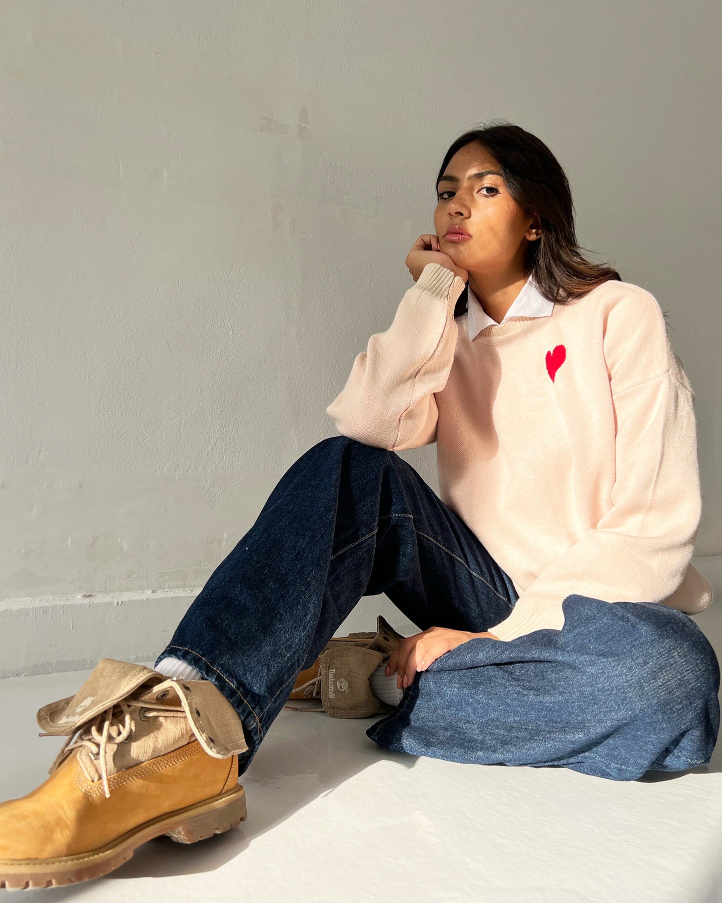 Beige Heart Sweater