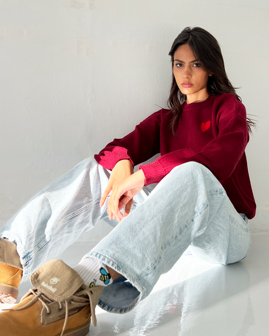 Burgundy Heart Sweater