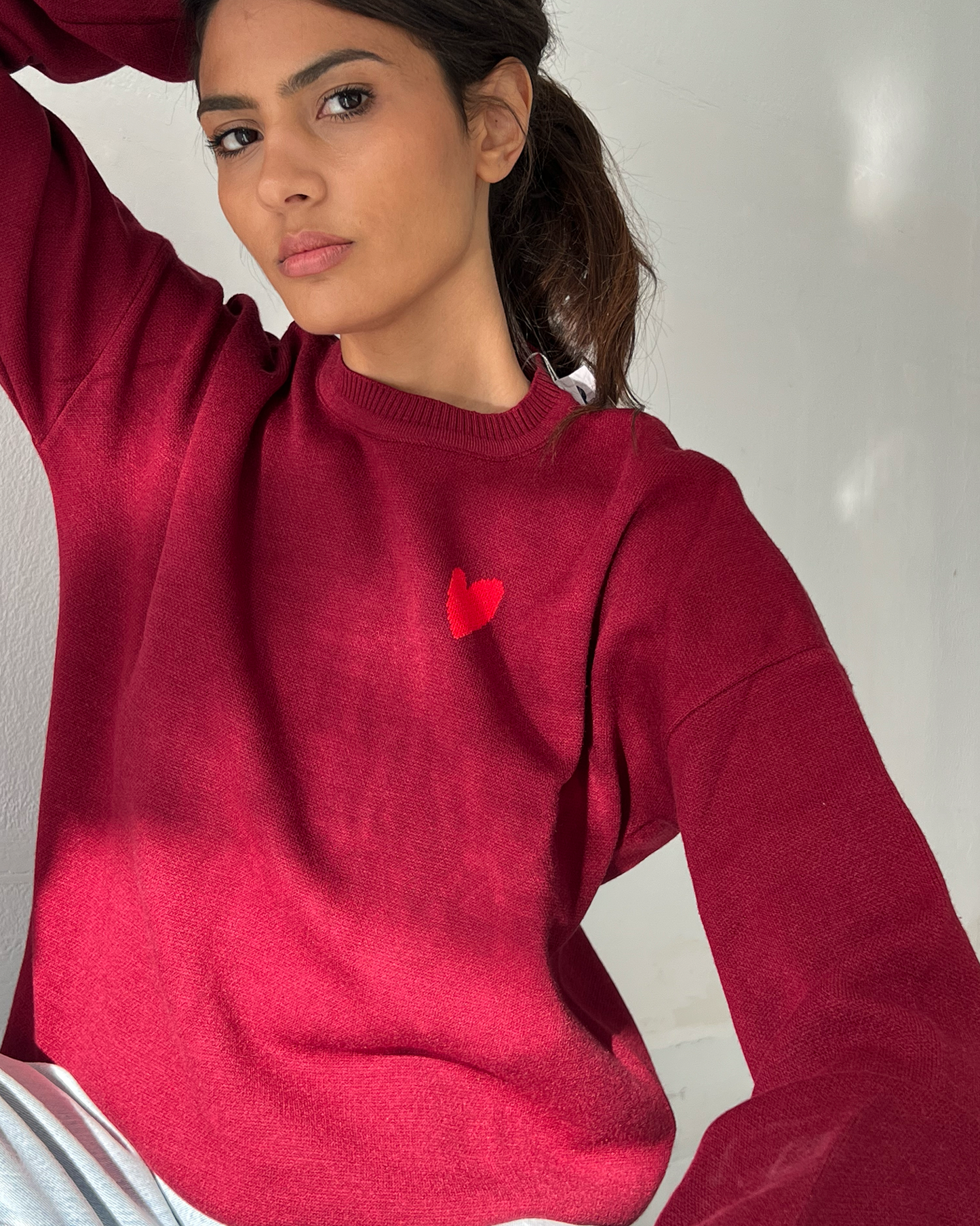 Burgundy Heart Sweater