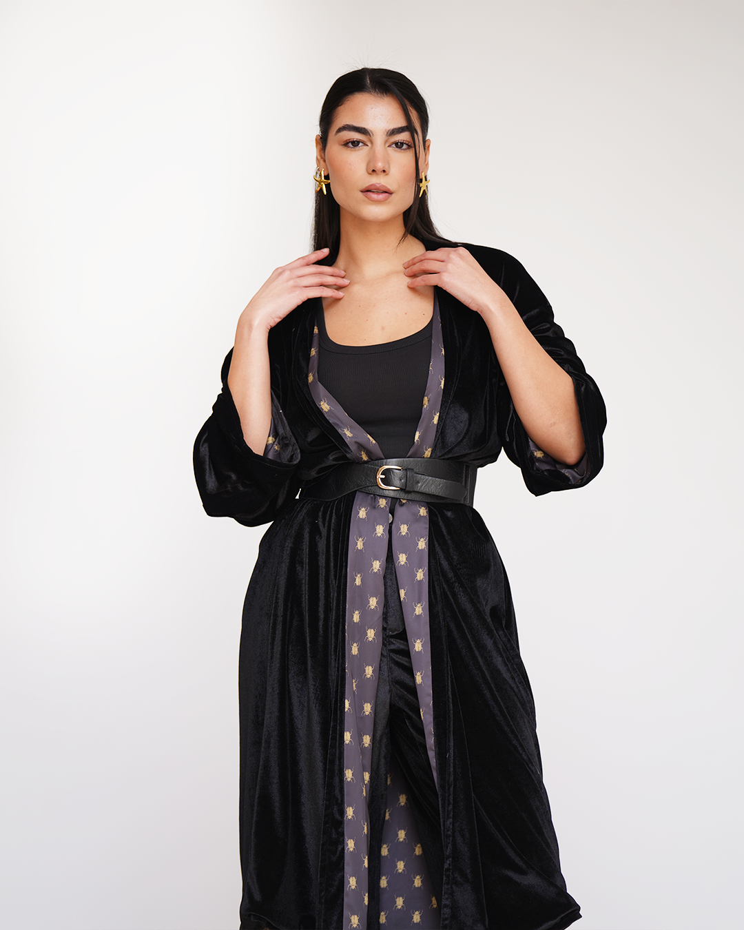 Black Scarab Reversible Kimono