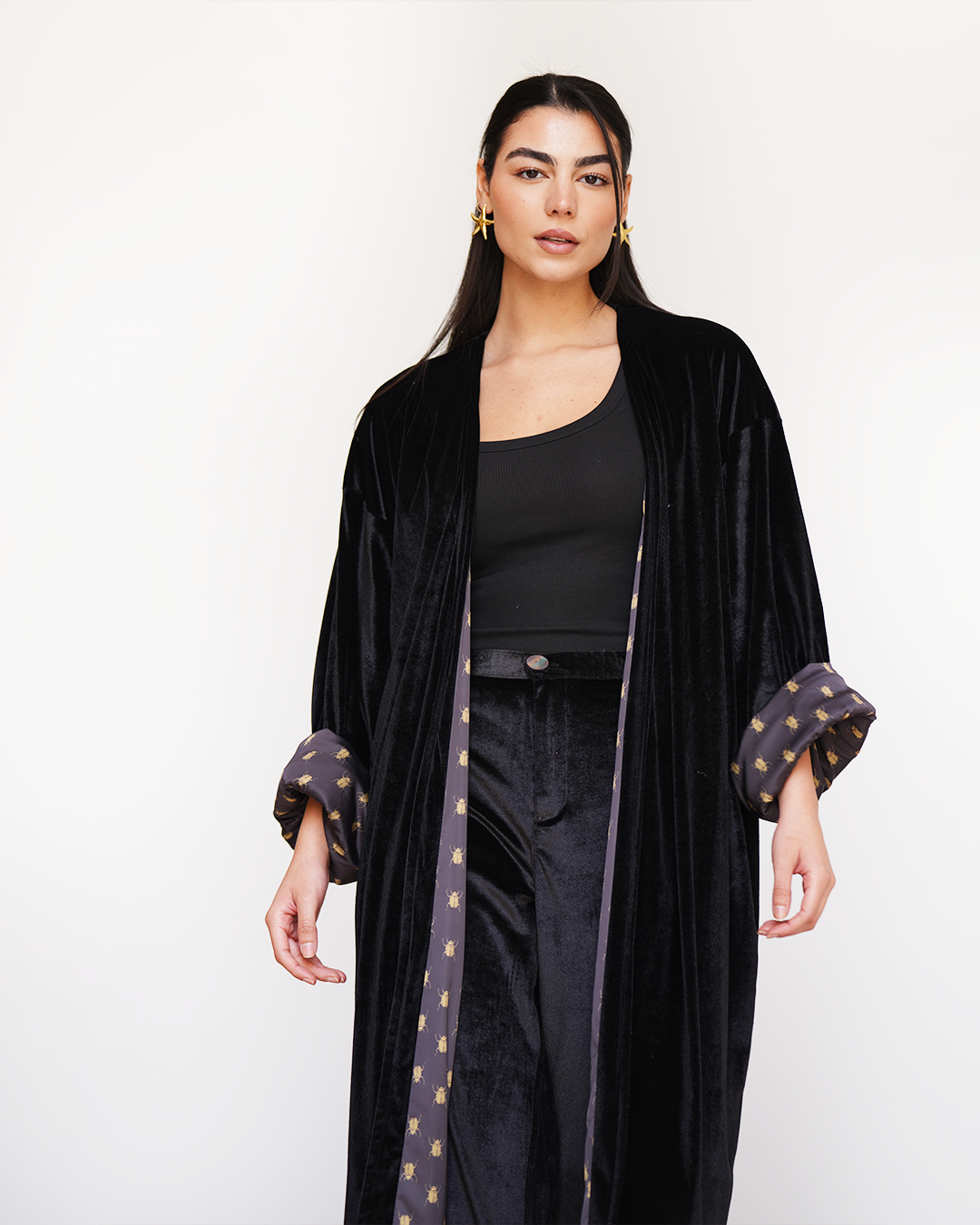 Black Scarab Reversible Kimono