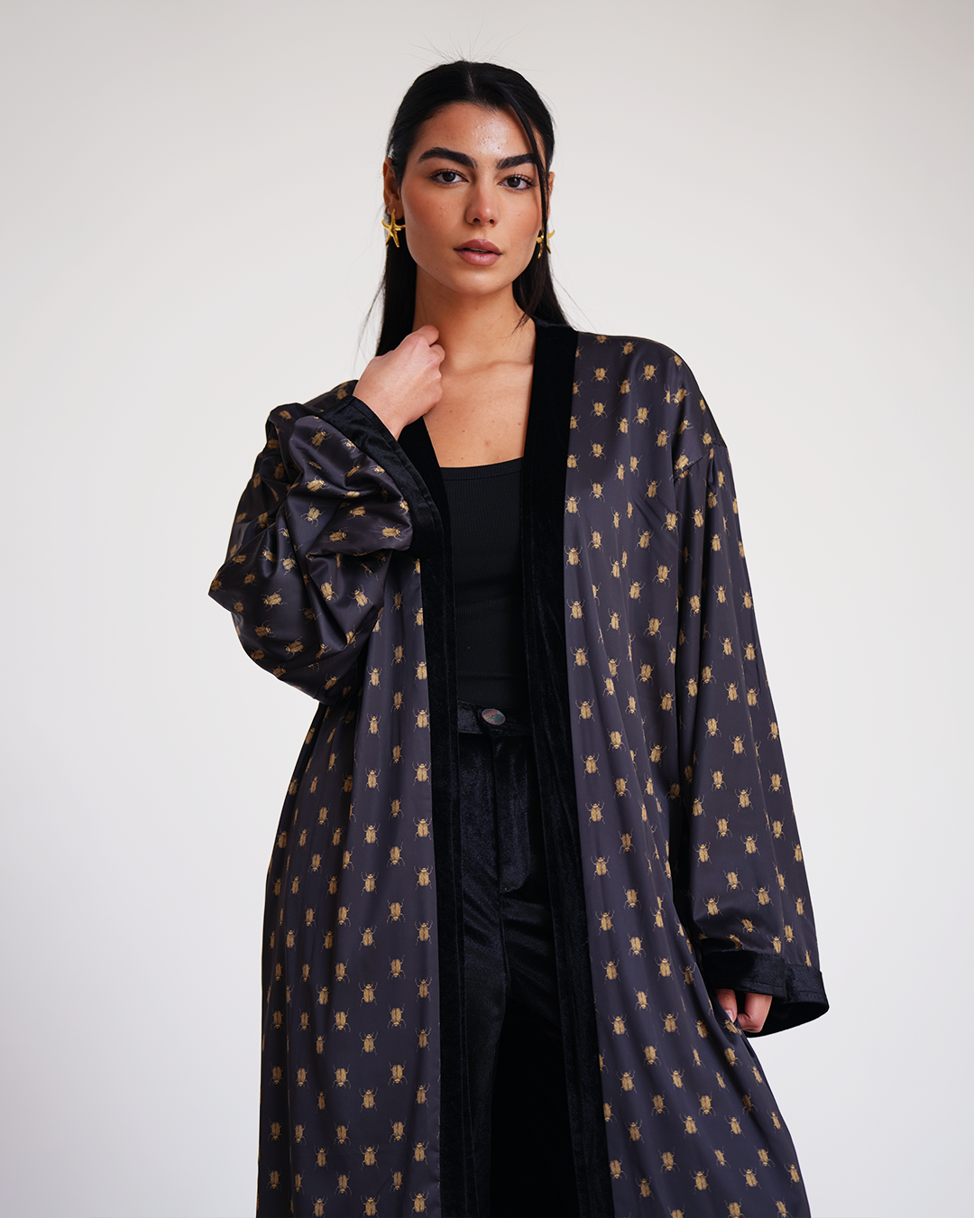 Black Scarab Reversible Kimono