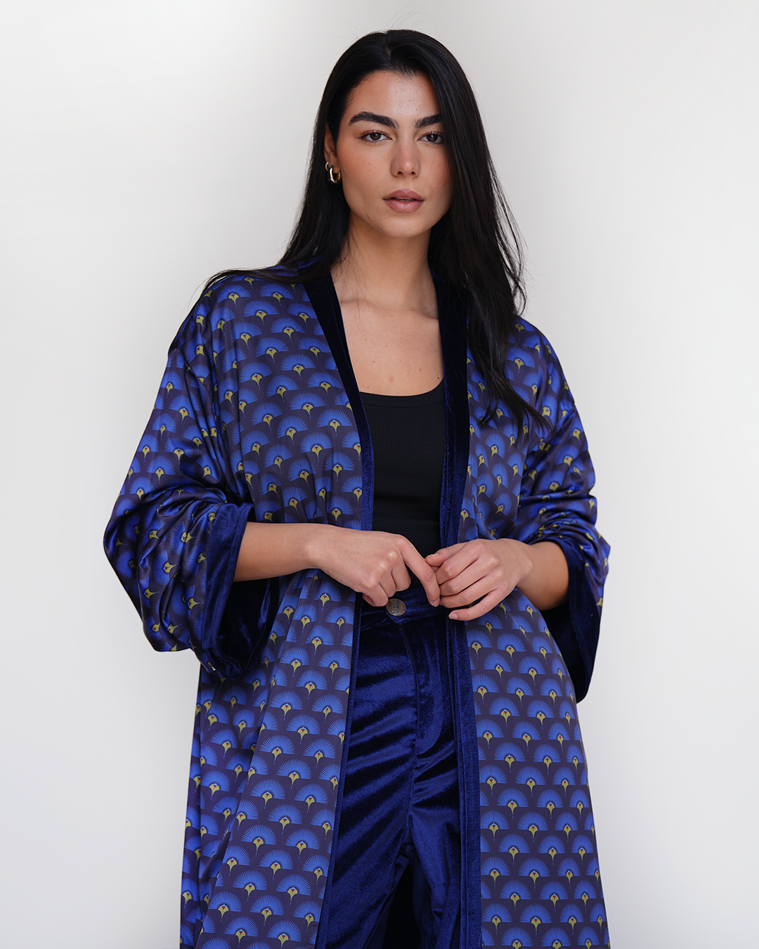 Blue Peacock Reversible Kimono