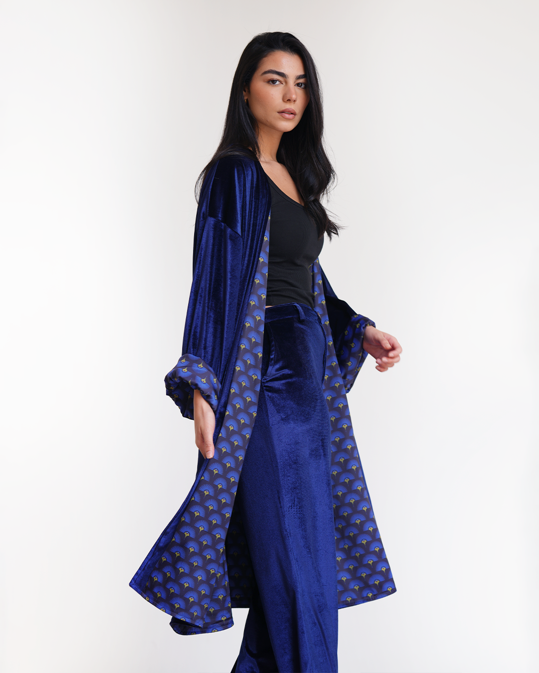 Blue Peacock Reversible Kimono