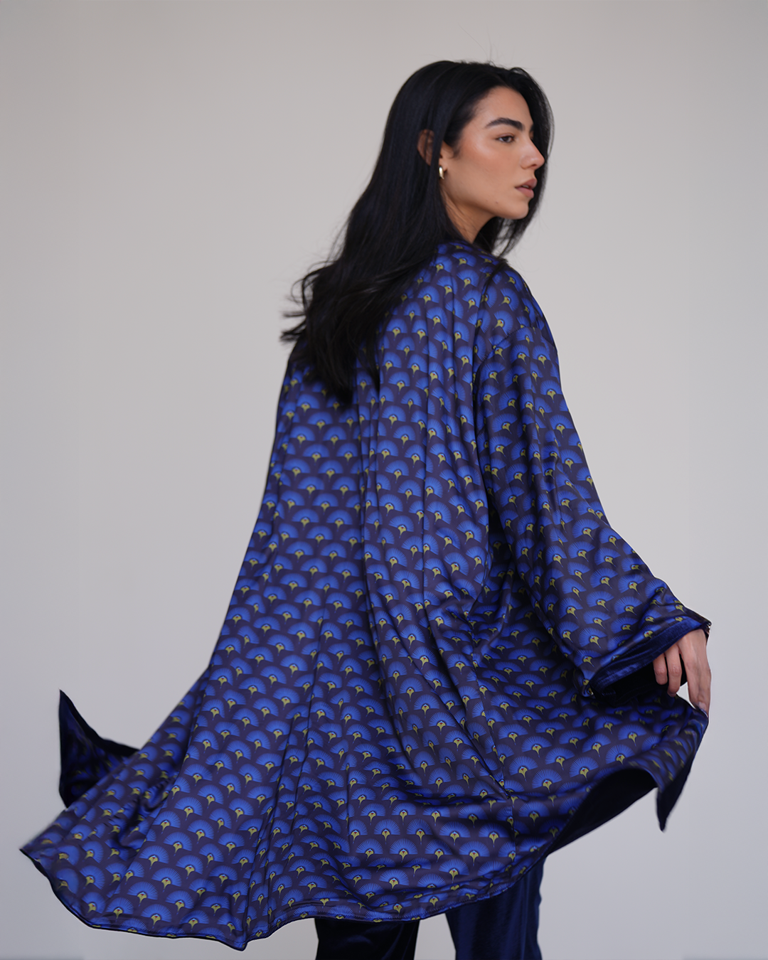 Blue Peacock Reversible Kimono