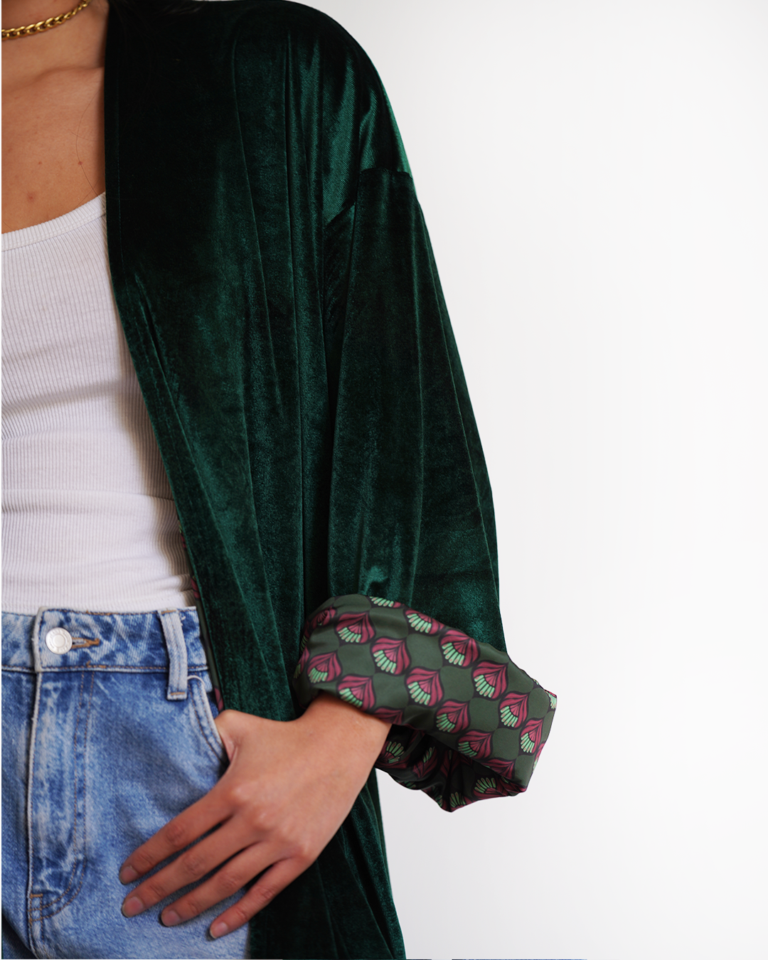 Green Lotus Reversible Kimono