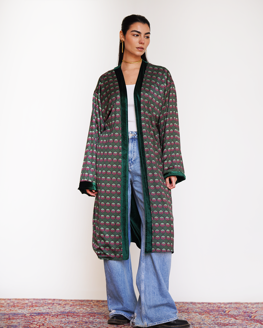 Green Lotus Reversible Kimono