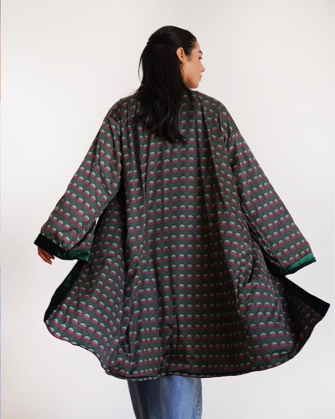 Green Lotus Reversible Kimono