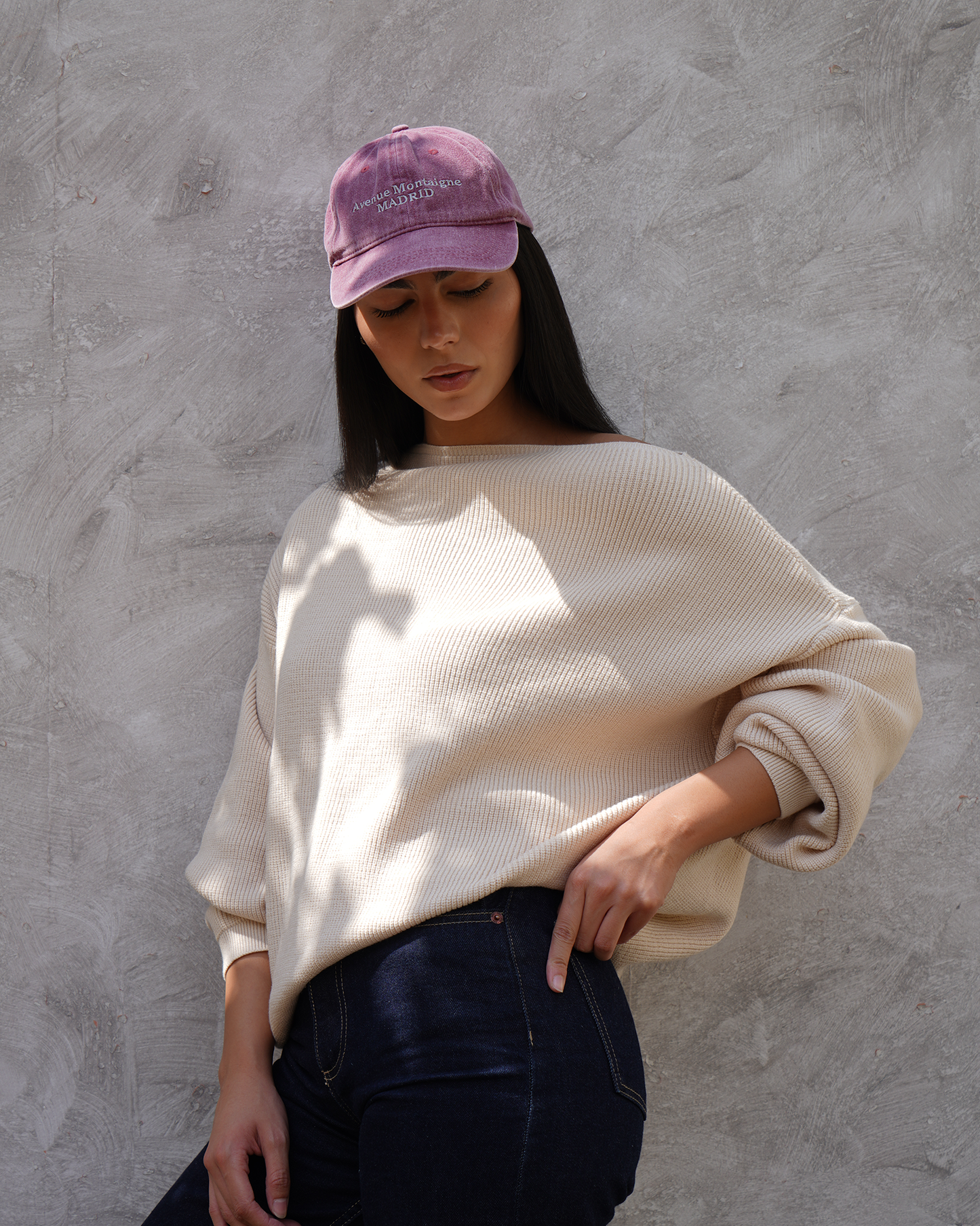 Beige Off-Shoulder Knit Sweater