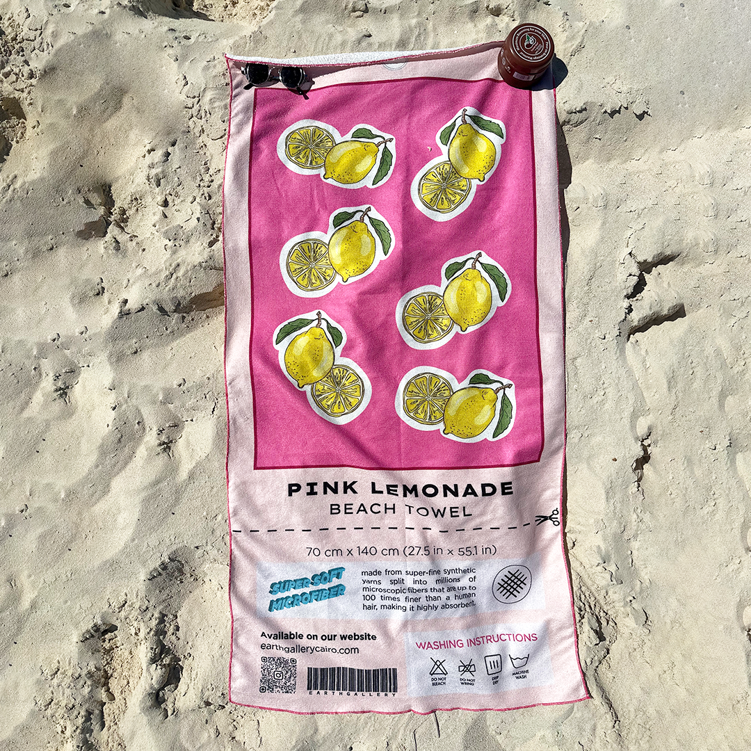 Pink Lemonade Label Beach Towel