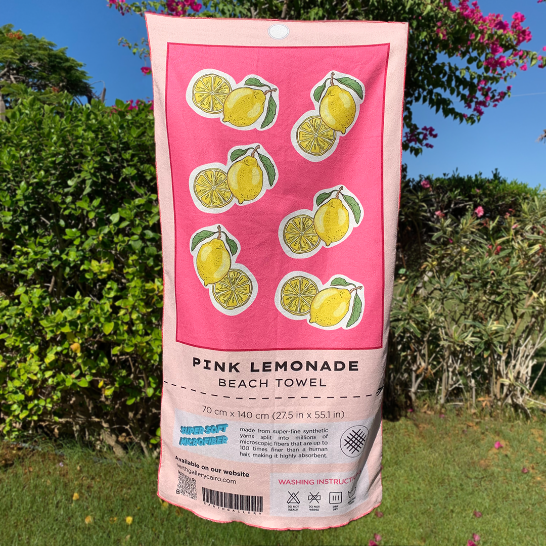 Pink Lemonade Label Beach Towel