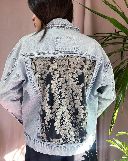 Light Acid Lace Denim Jacket