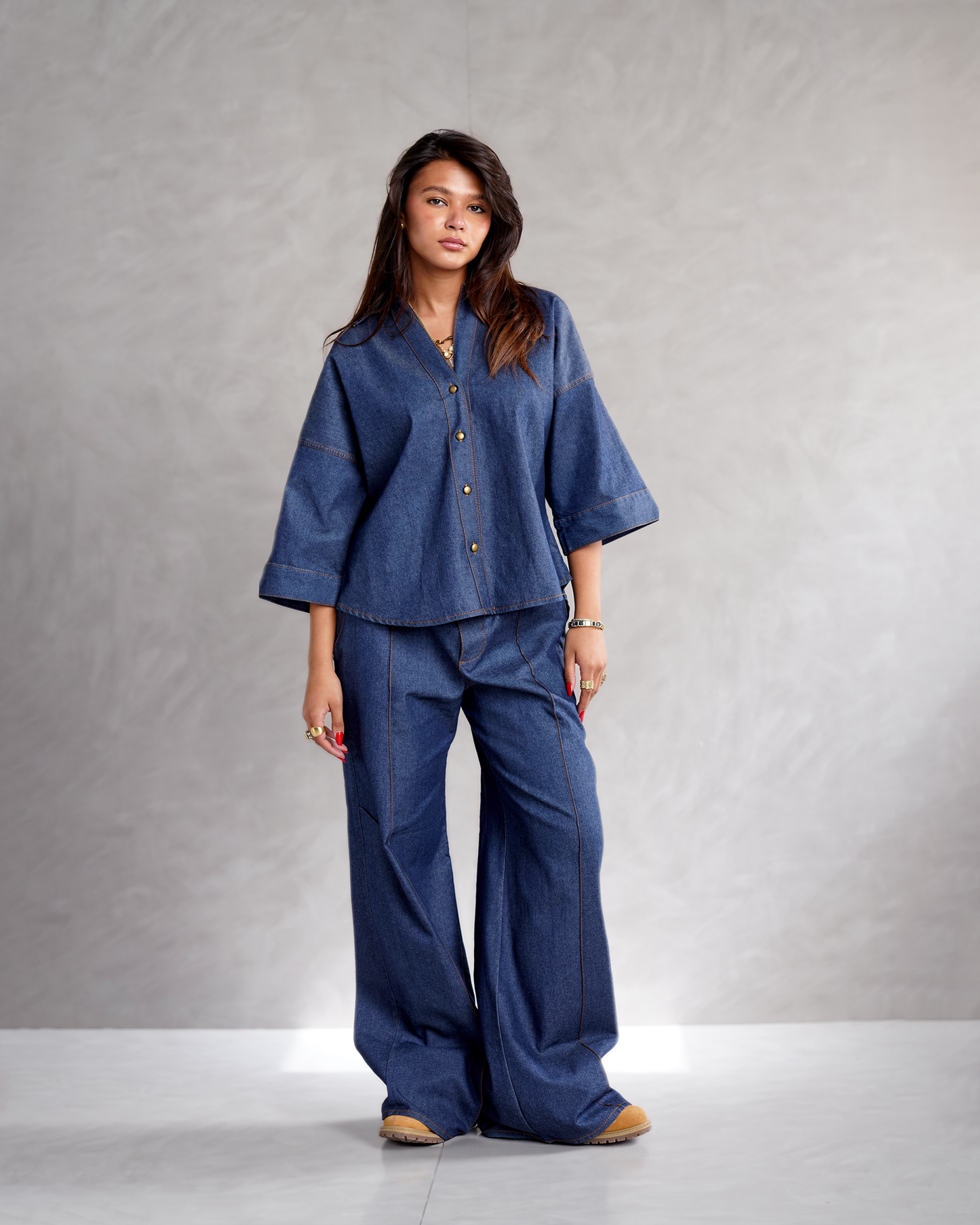 Wide Sleeve Denim Shirt