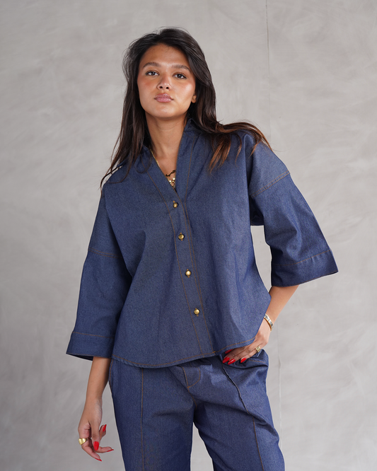 Wide Sleeve Denim Shirt