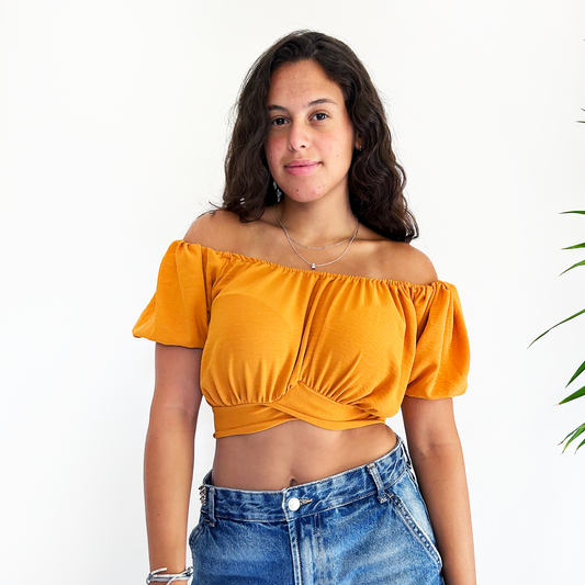 Mustard Summer Night Crop-top