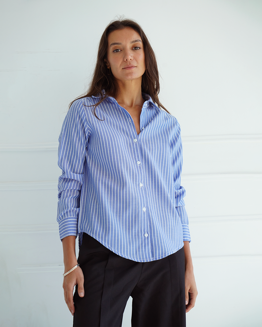 Navy Pinstriped Shirt
