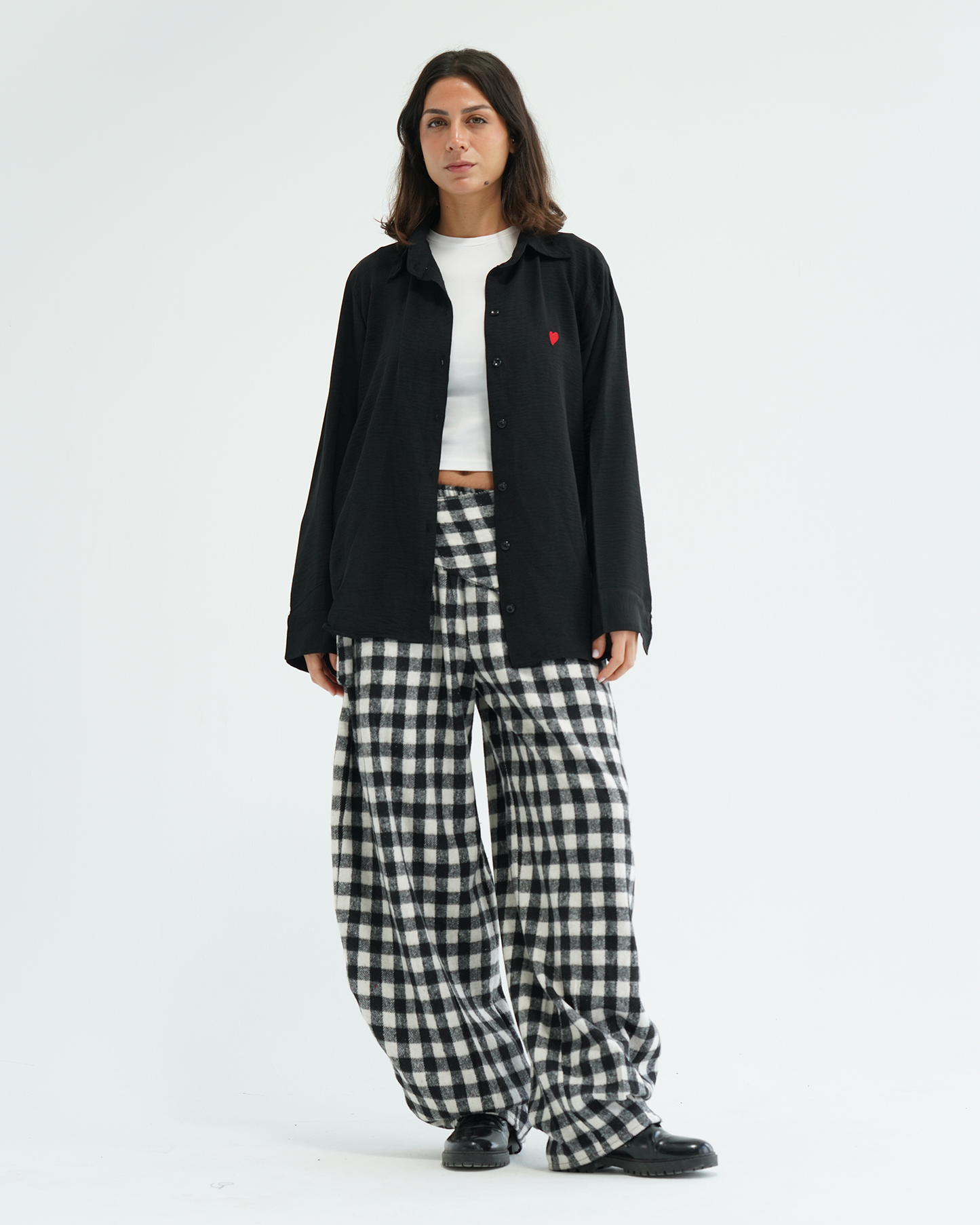 Black Flannel Balloon Pants