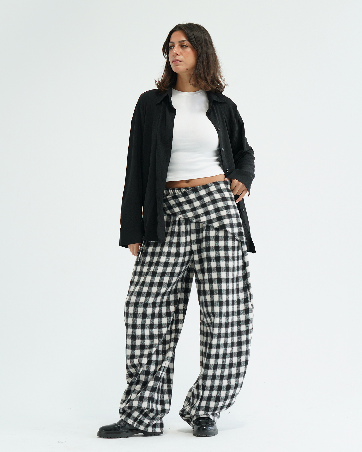 Black Flannel Balloon Pants