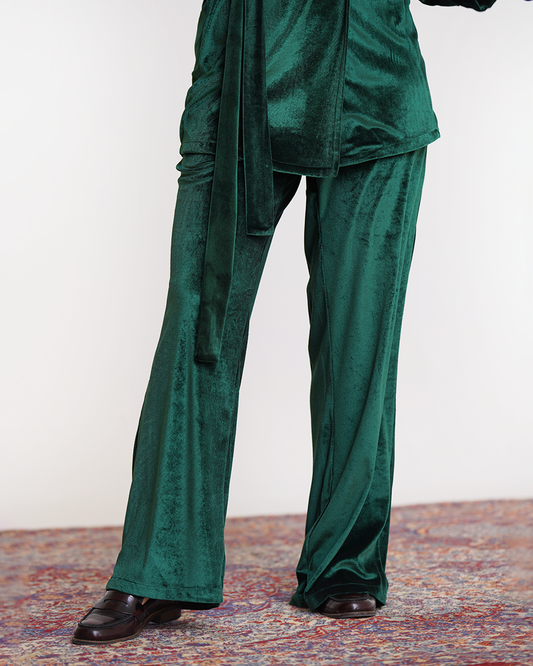 Green Velvet Loose Pants