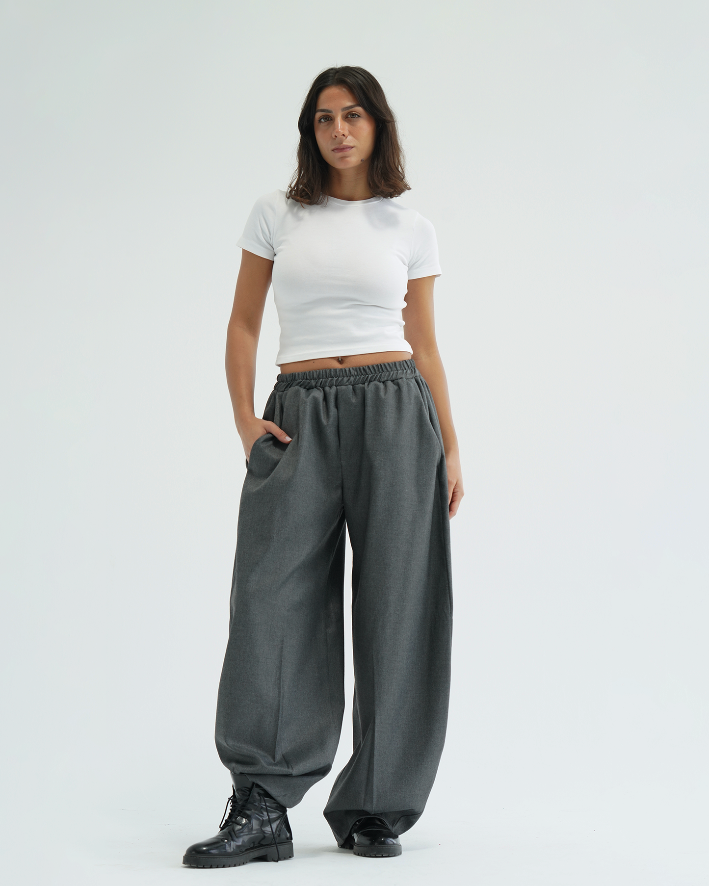 Space Grey Cashmere Balloon Pants