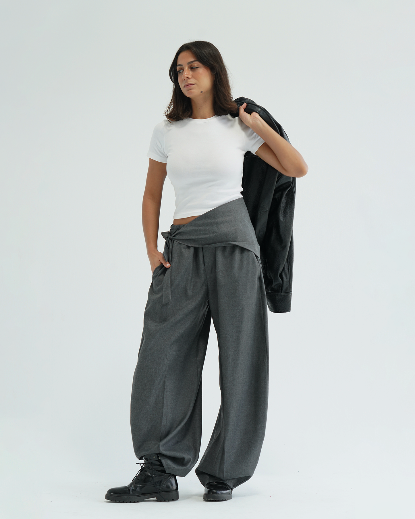 Space Grey Cashmere Balloon Pants